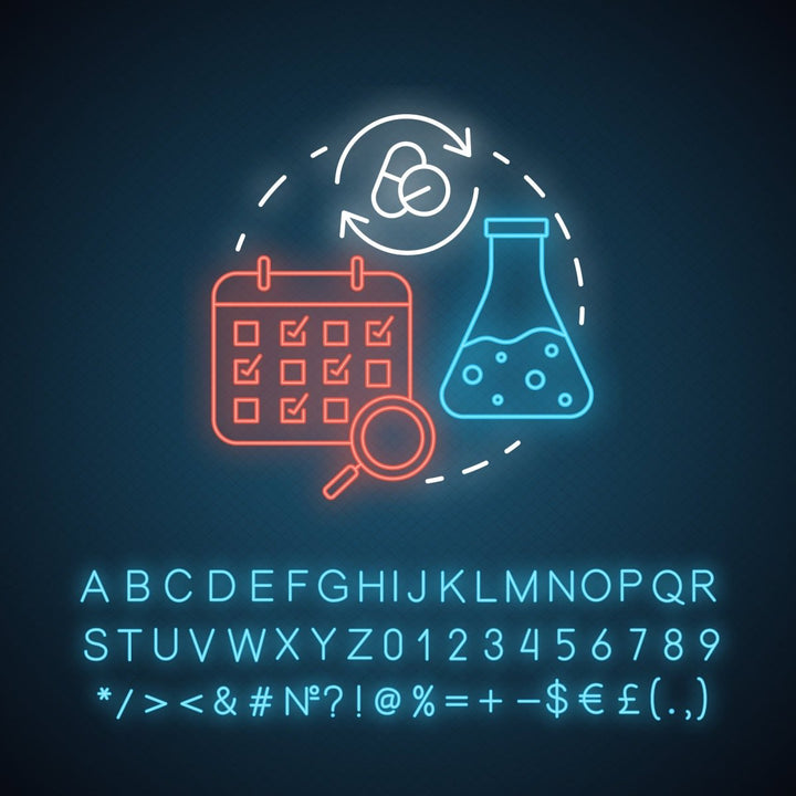 Pharmacy neon light concept icon bundle