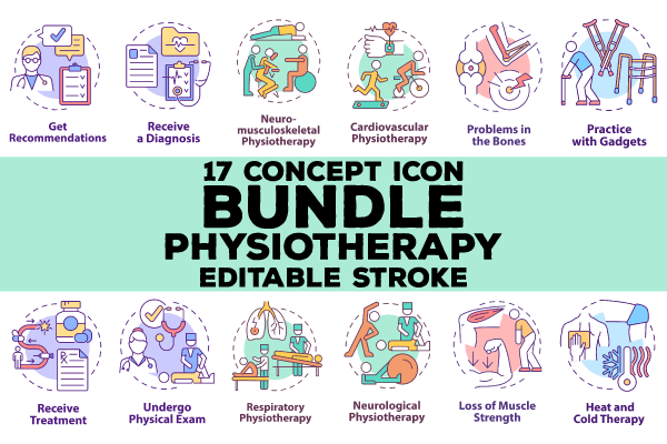 Physiotherapy concept icons bundle