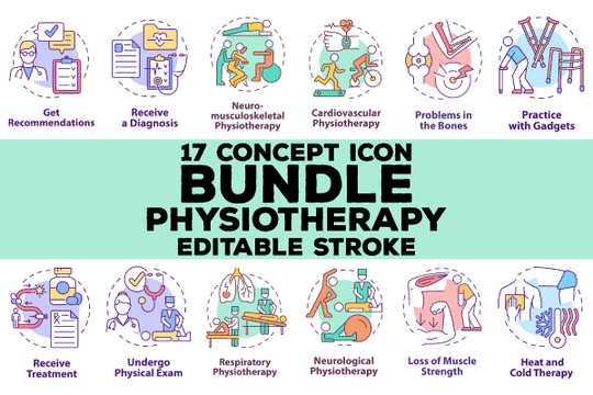 Physiotherapy concept icons bundle