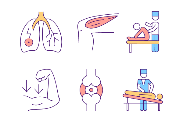 Physiotherapy RGB color icons set