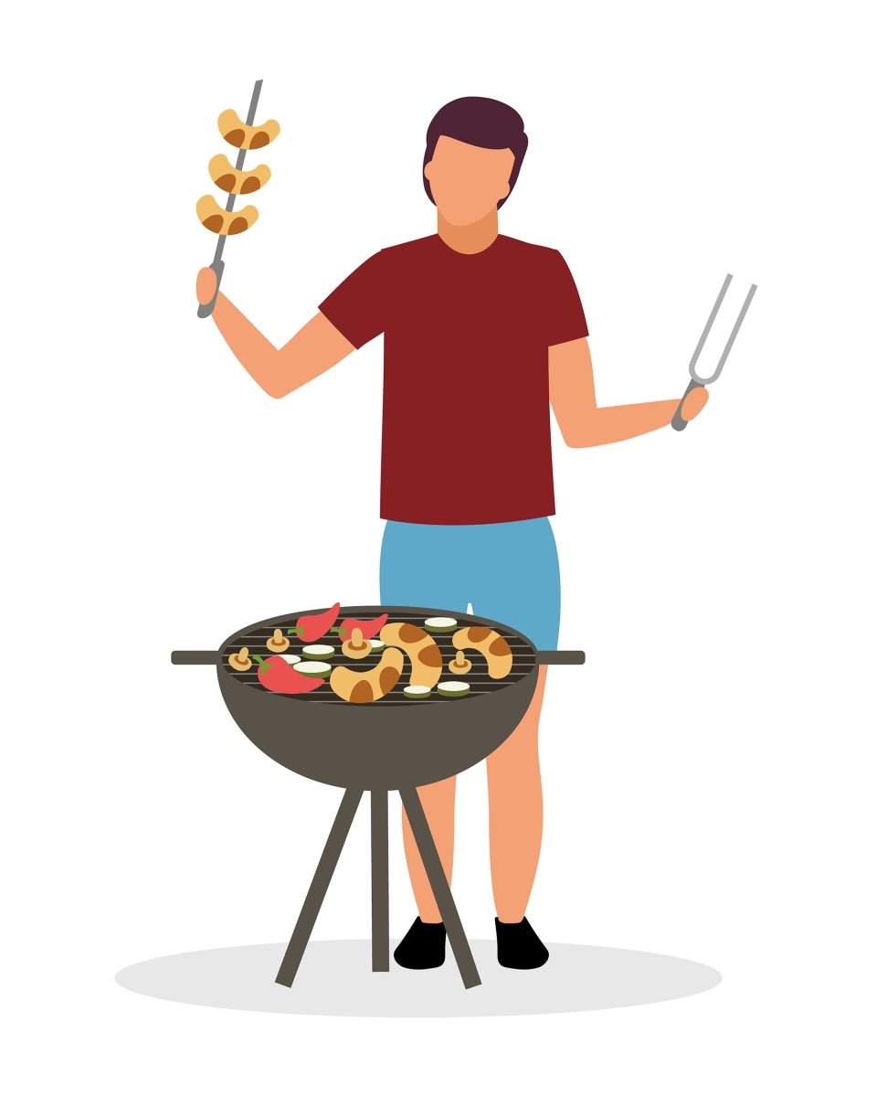 Picnic flat color vector illustration set