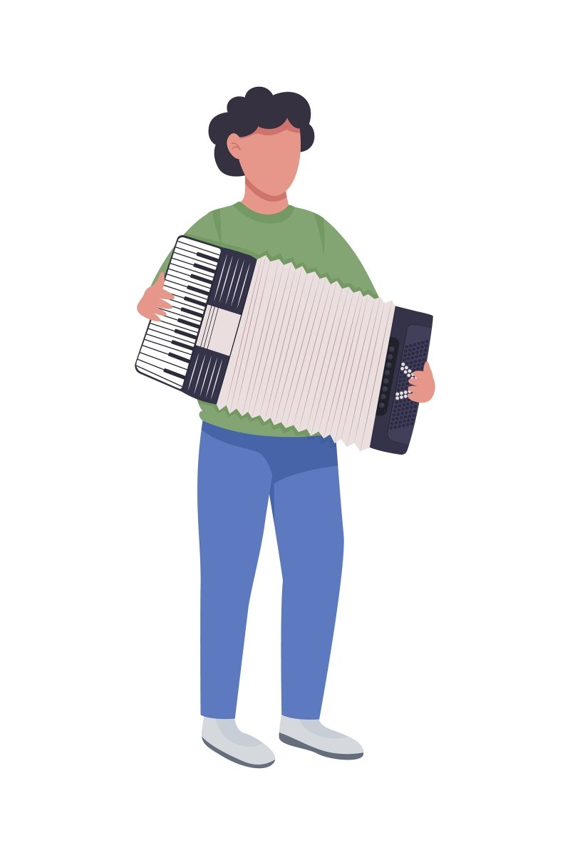 Playing street musicians flat color vector illustration set