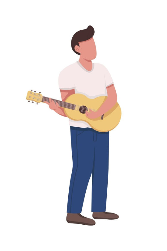 Playing street musicians flat color vector illustration set
