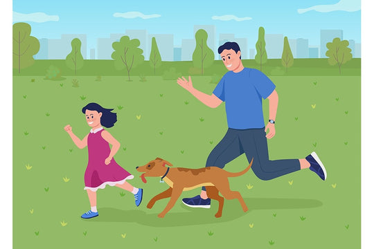 Playing with dad outdoors flat color vector illustration set