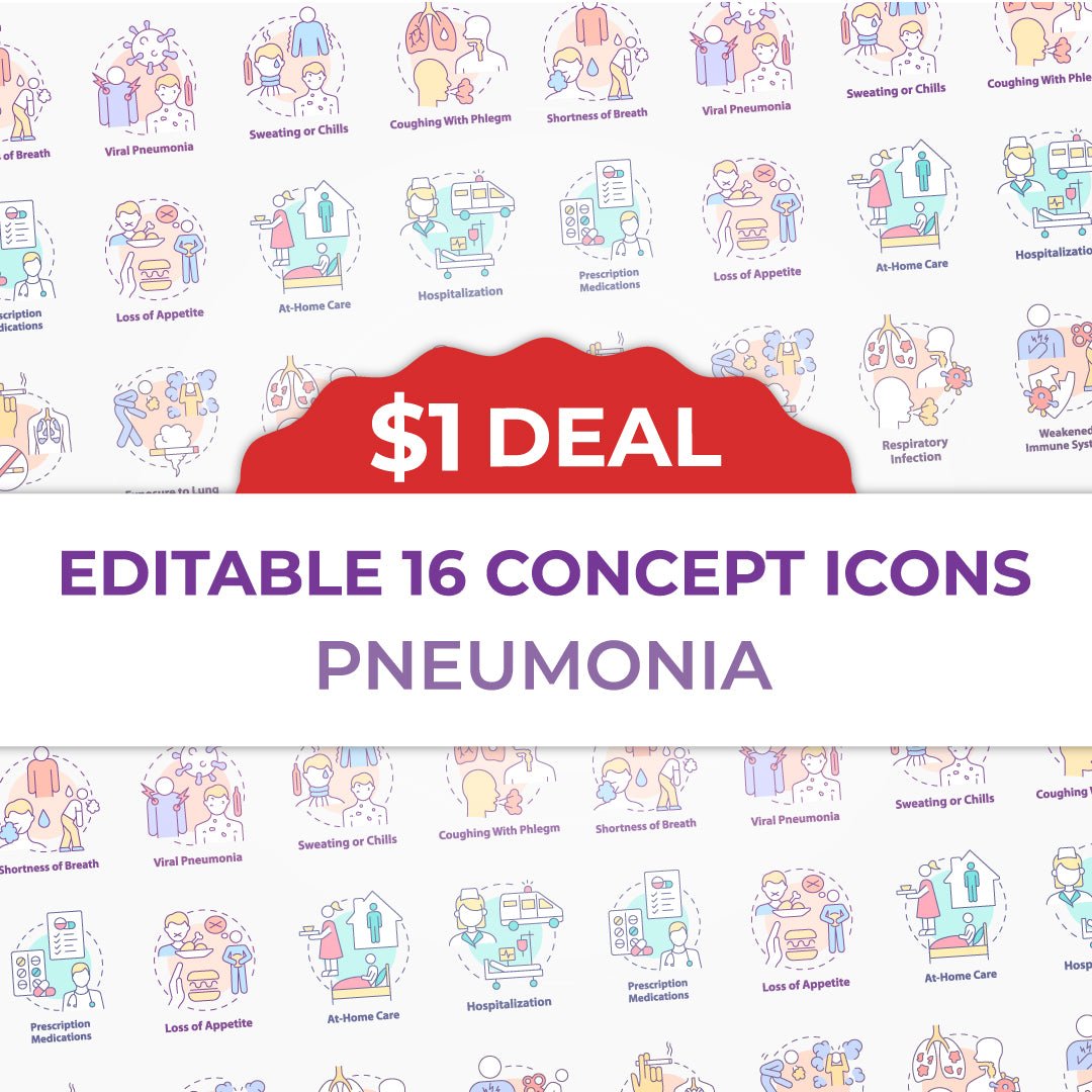 Pneumonia concept icons bundle
