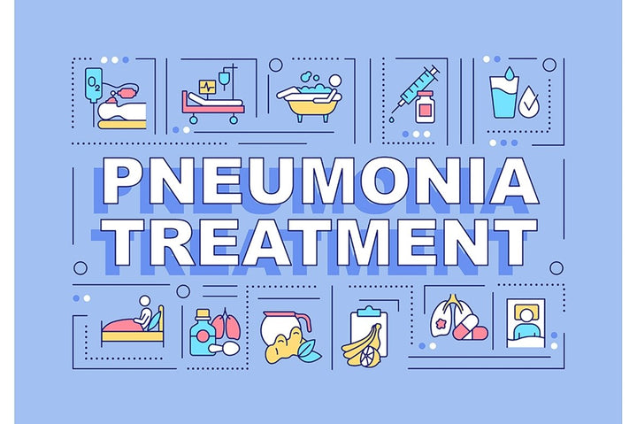 Pneumonia word concepts banner set