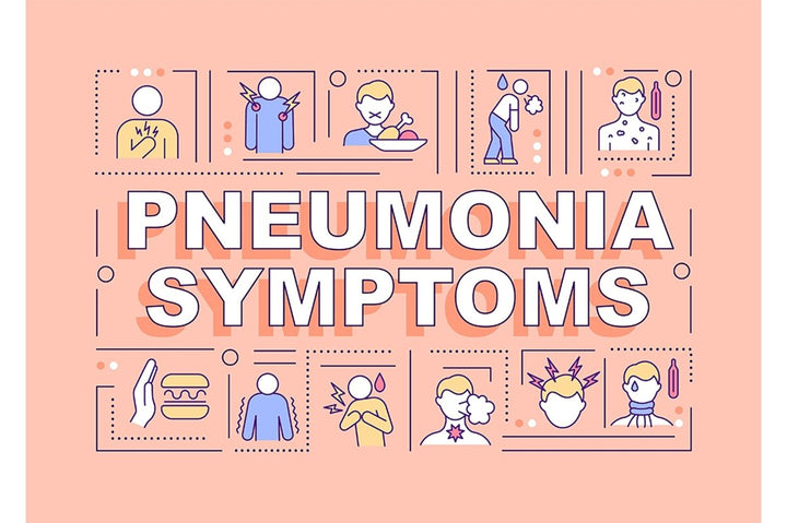 Pneumonia word concepts banner set