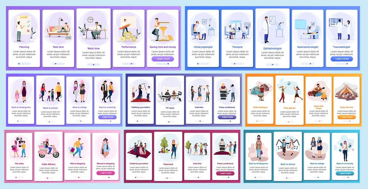 Popular topics onboarding mobile app screen vector template