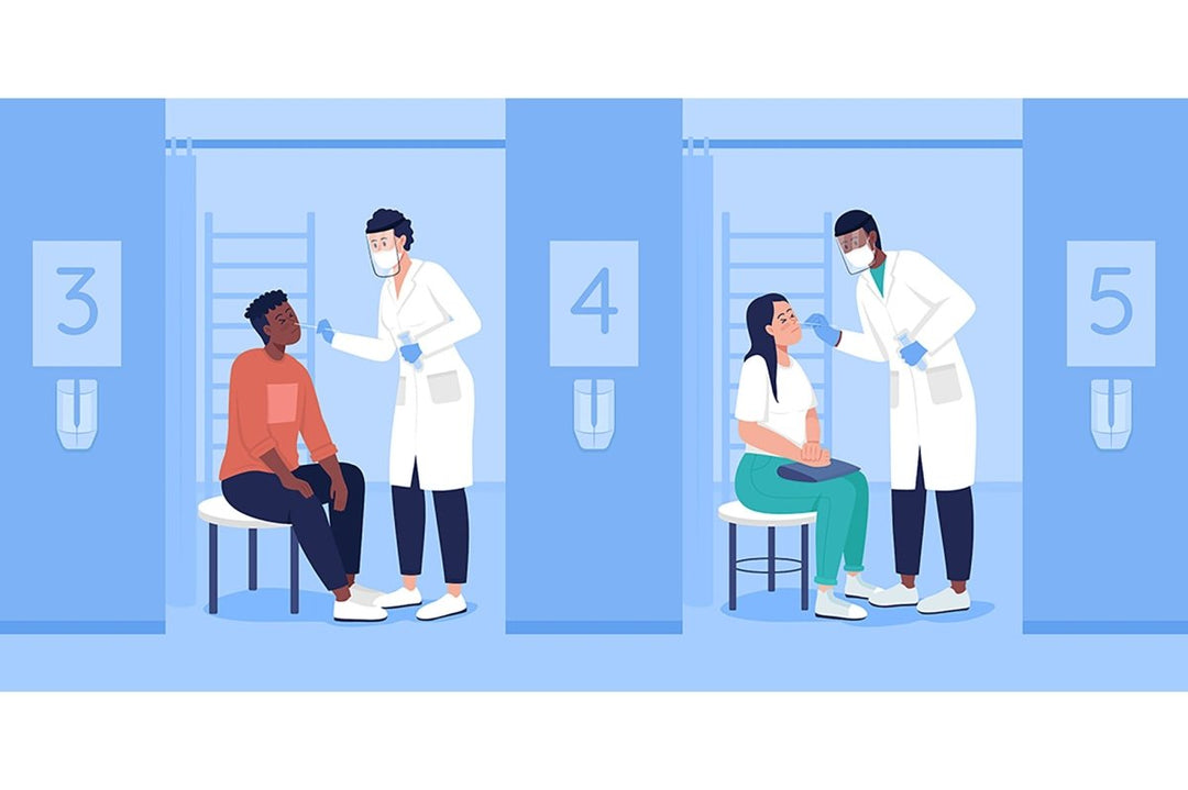 Post covid safety flat color vector illustration set