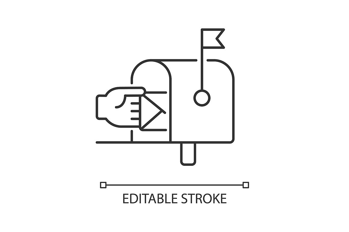 Postal services linear icons set
