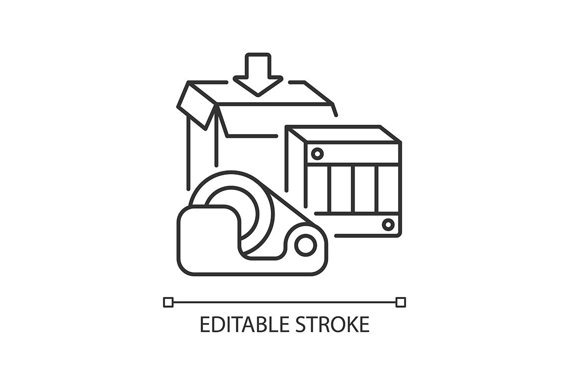 Postal services linear icons set