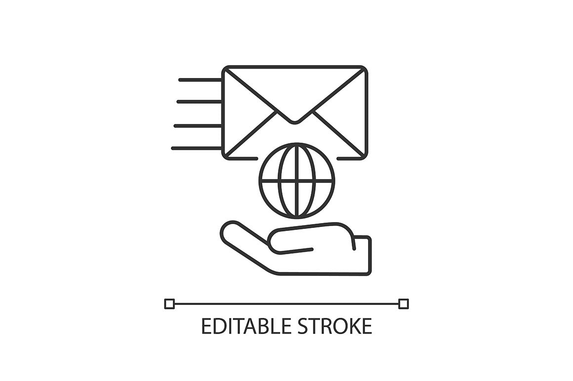 Postal services linear icons set