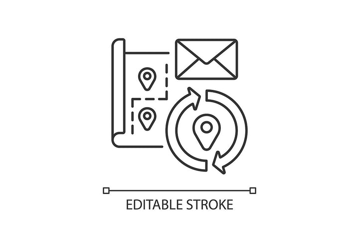 Postal services linear icons set