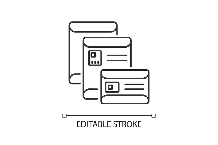 Postal services linear icons set