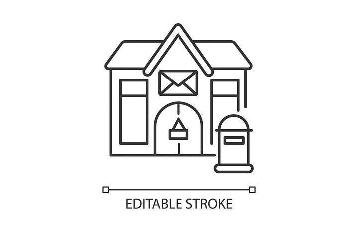 Postal services linear icons set