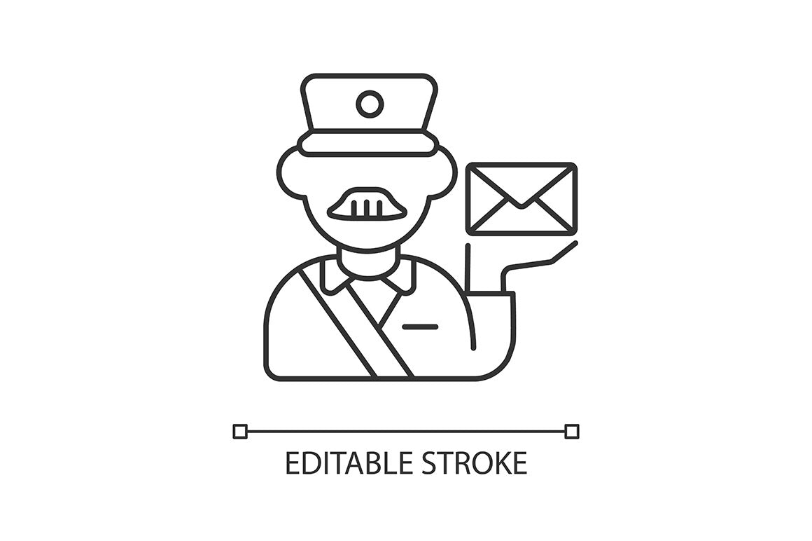 Postal services linear icons set