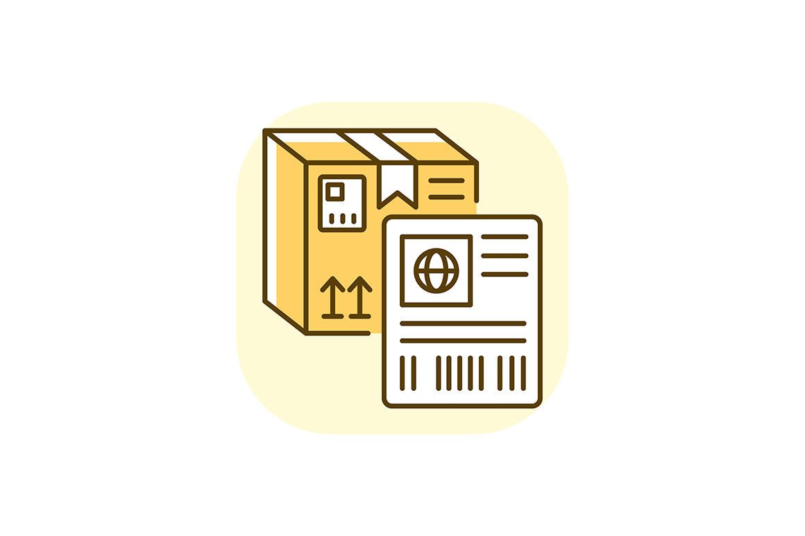 Postal services yellow RGB color icons set