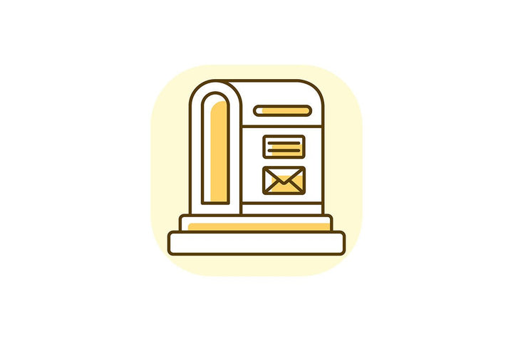Postal services yellow RGB color icons set