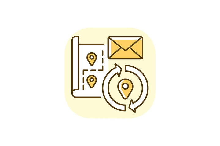 Postal services yellow RGB color icons set