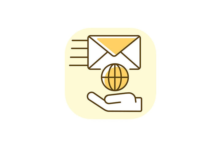 Postal services yellow RGB color icons set