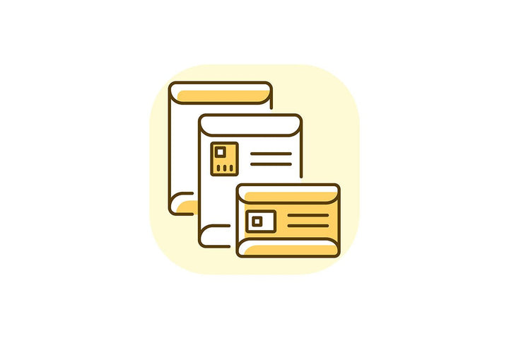 Postal services yellow RGB color icons set