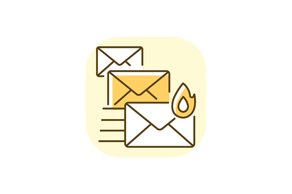 Postal services yellow RGB color icons set