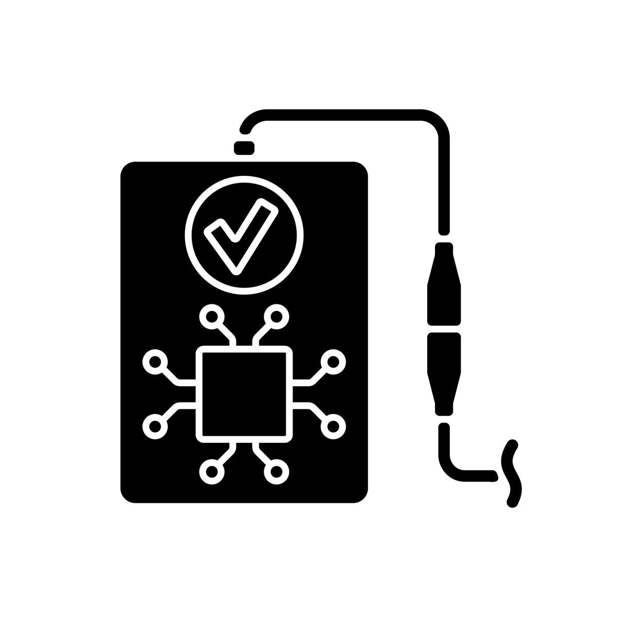 Power bank usage black glyph manual label icons set on white space