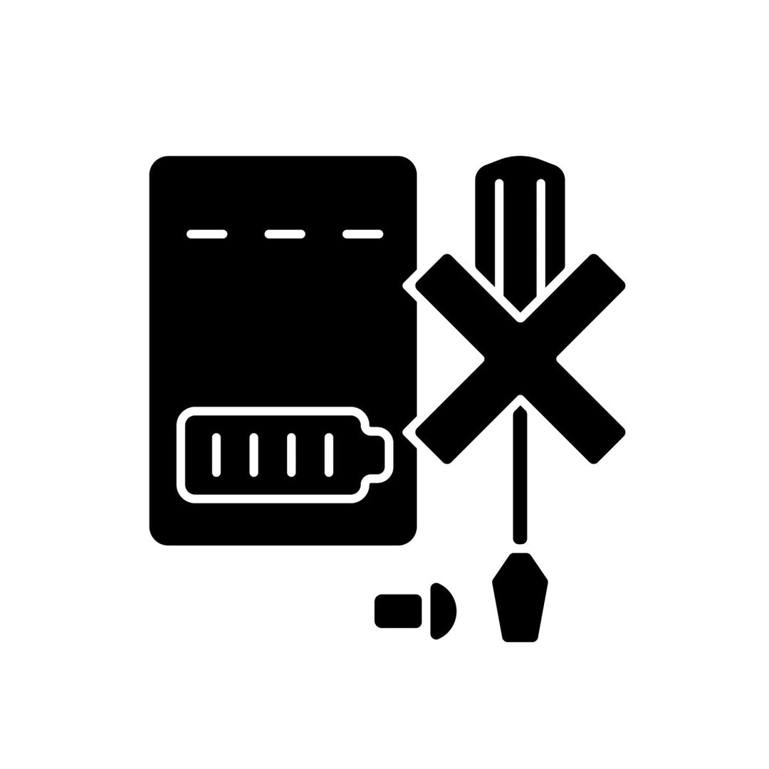 Power bank usage black glyph manual label icons set on white space