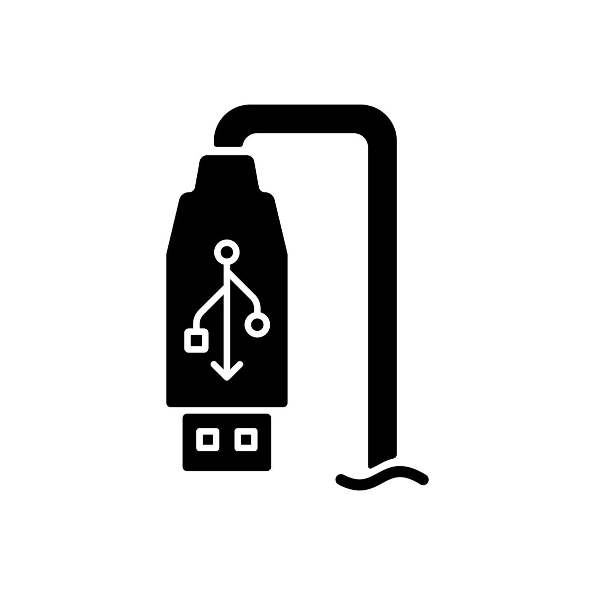 Power bank usage black glyph manual label icons set on white space