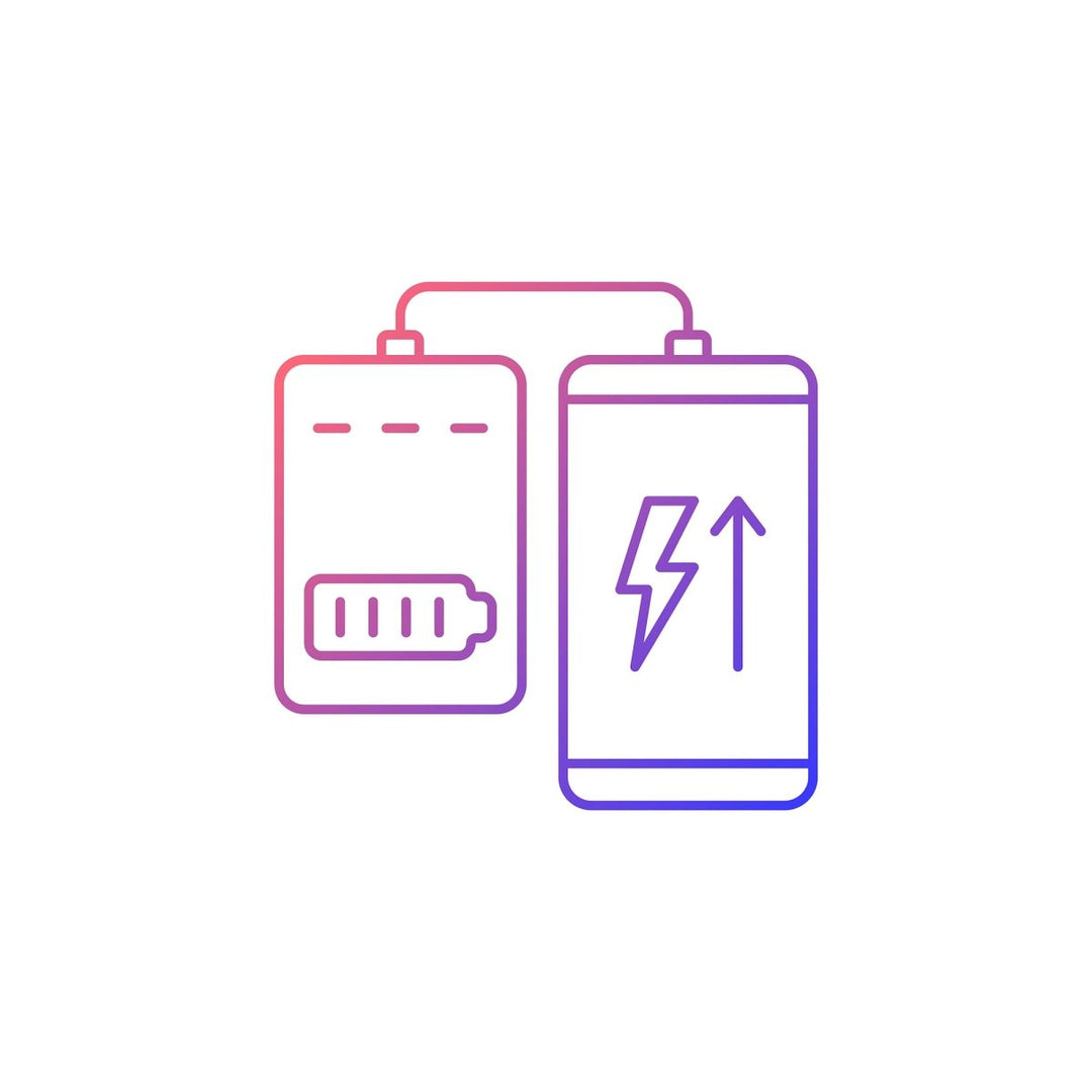 Power bank usage gradient linear vector manual label icons set
