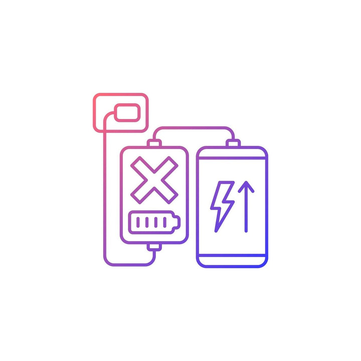 Power bank usage gradient linear vector manual label icons set