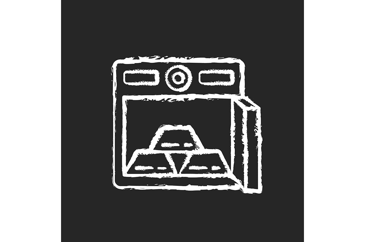 Precious metals and investment chalk white icons set