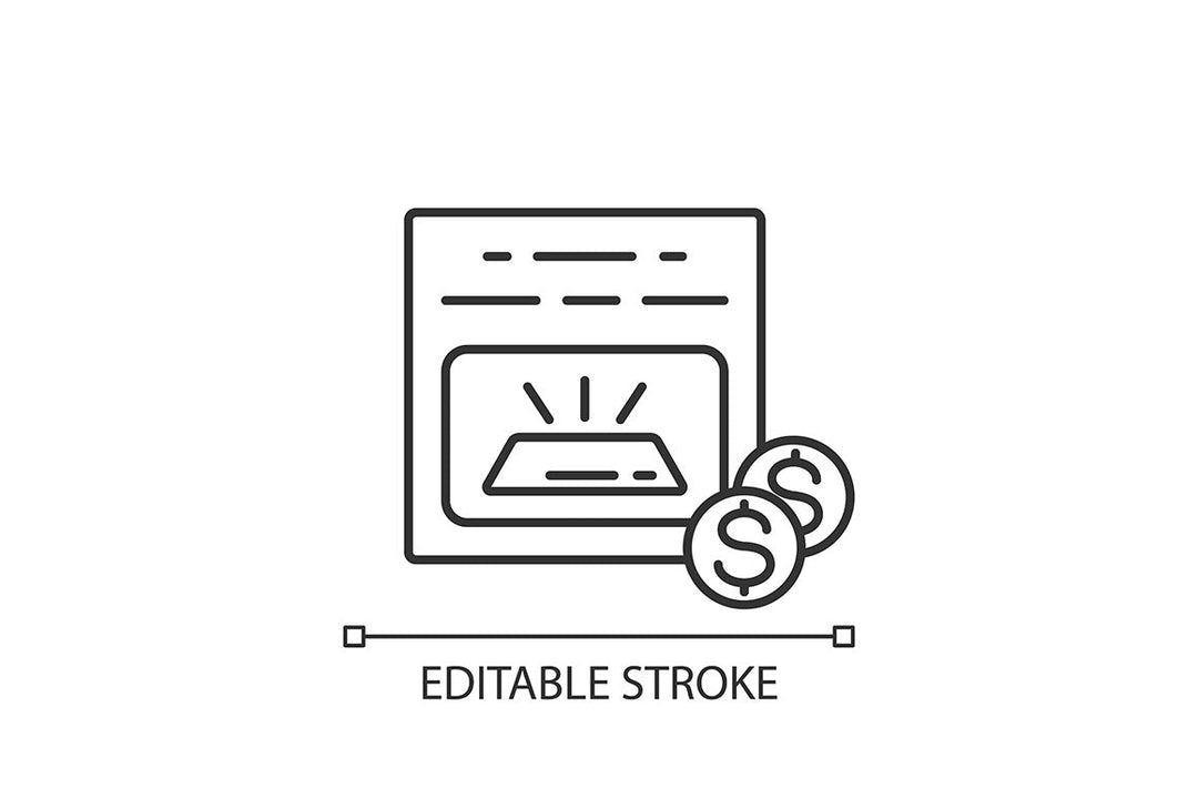 Precious metals and investment linear icons set