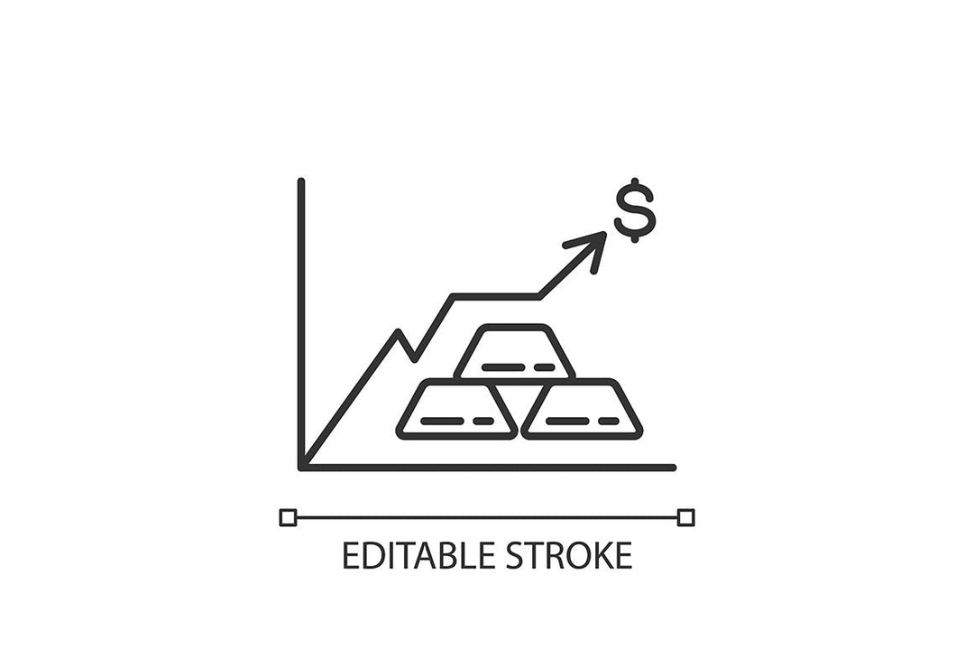 Precious metals and investment linear icons set