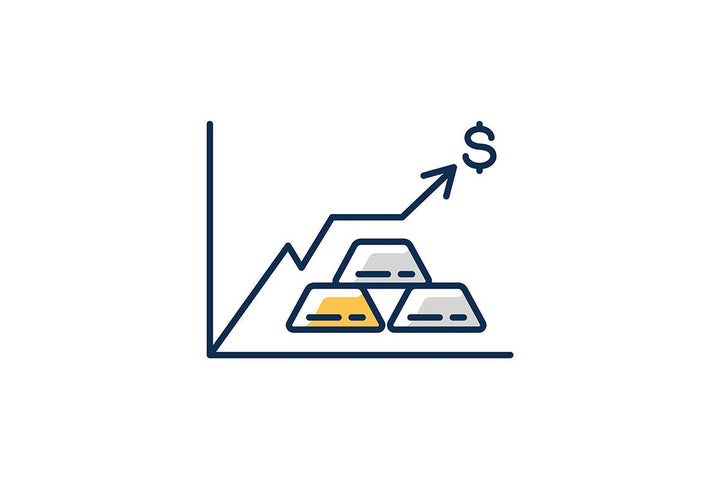 Precious metals and investment RGB color icons set
