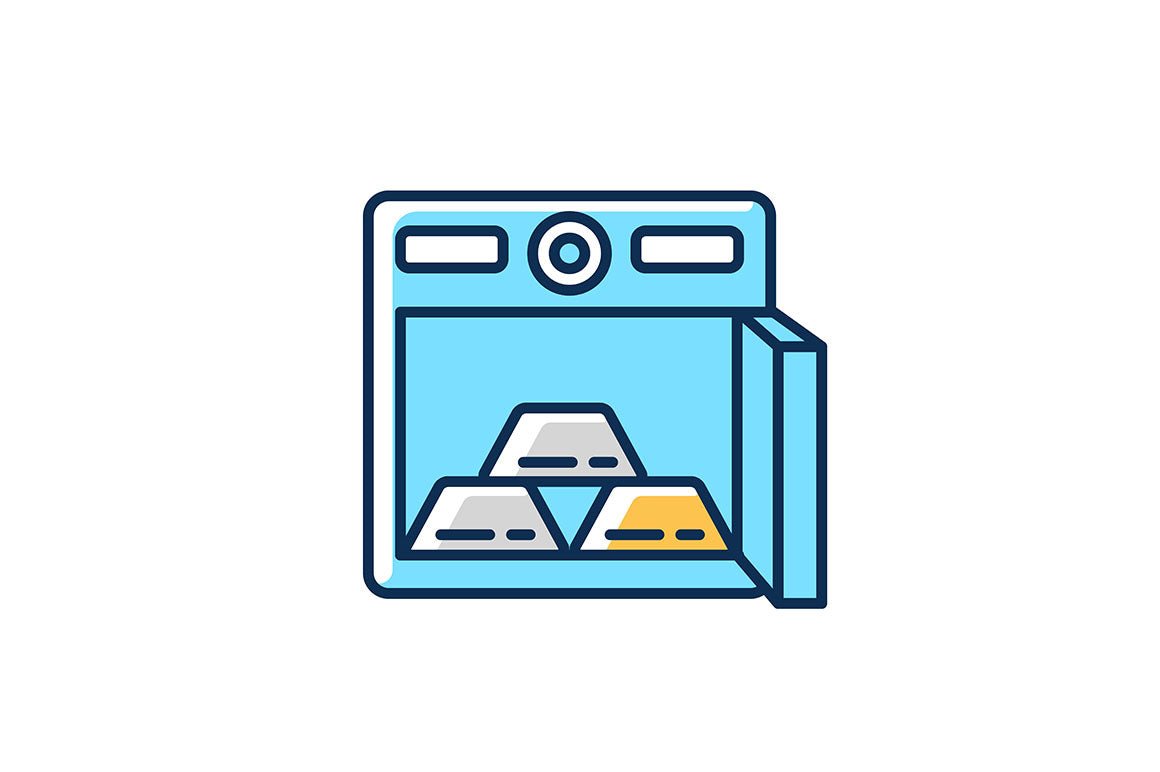 Precious metals and investment RGB color icons set