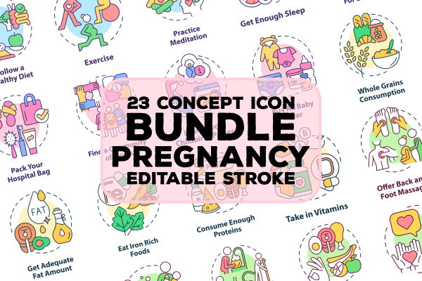 Pregnancy Concept Icons Bundle