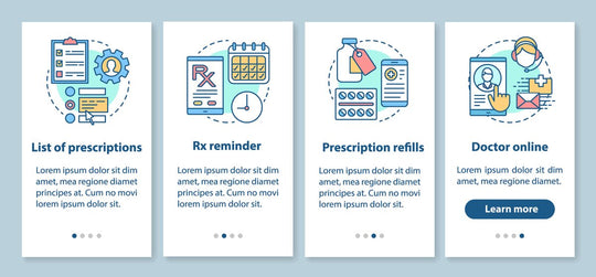 Prescription list and online pharmacy onboarding mobile app page bundle