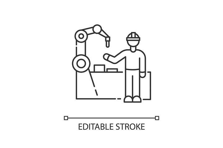 Production process pixel perfect linear icons set