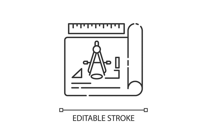 Production process pixel perfect linear icons set