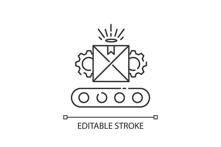Production process pixel perfect linear icons set