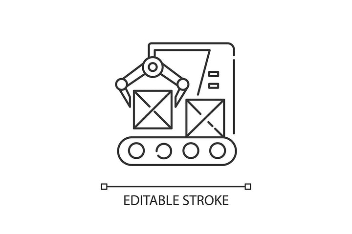 Production process pixel perfect linear icons set