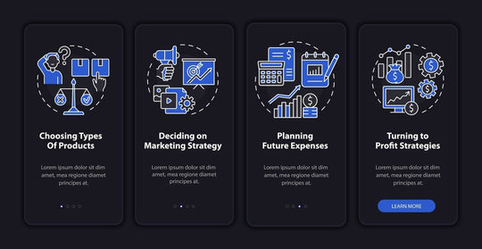 Profitable business model onboarding mobile app page screen bundle