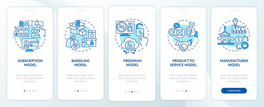 Profitable business model onboarding mobile app page screen bundle