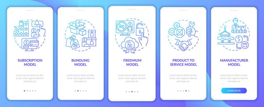 Profitable business model onboarding mobile app page screen bundle