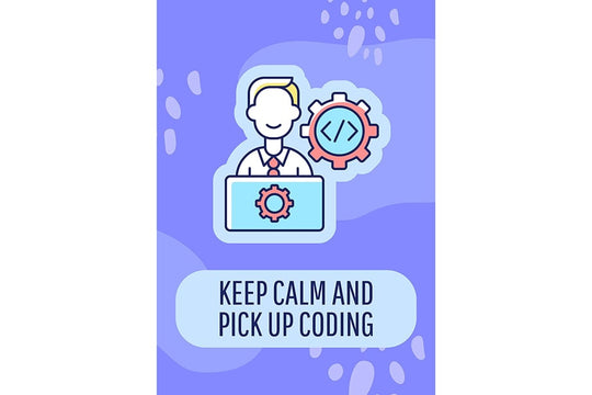 Programmer day celebration greeting card with color icon element set