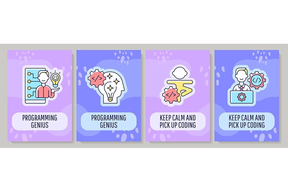 Programmer day celebration greeting card with color icon element set