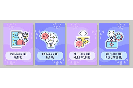 Programmer day celebration greeting card with color icon element set