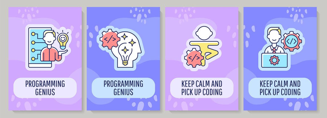 Programmer day celebration greeting card with color icon element set