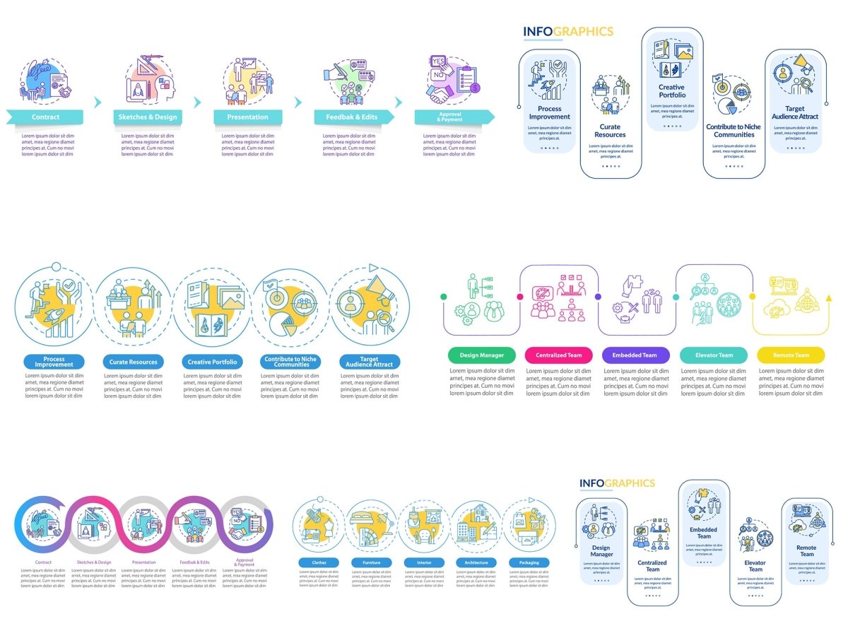 Project management vector infographic template bundle